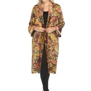 NWT Johnny Was Workshop 100% Silk Salamanca Velvet Mix Long Kimono  Sz Small